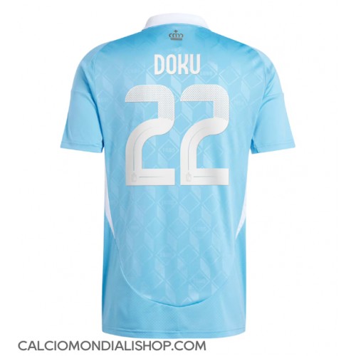 Maglie da calcio Belgio Jeremy Doku #22 Seconda Maglia Europei 2024 Manica Corta